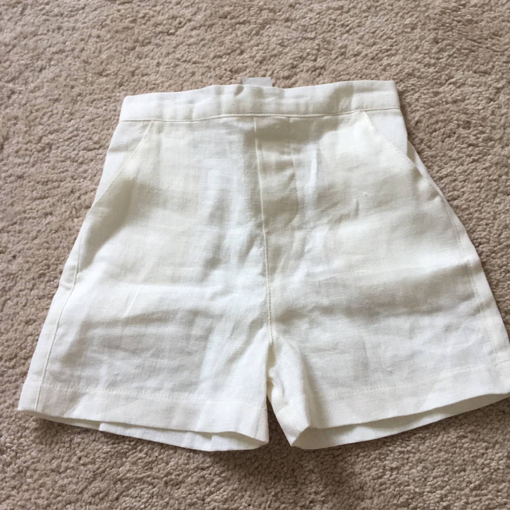 COPY - Cream linen shorts- toddler boy  24months